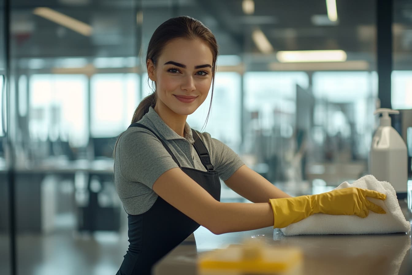 Professional cleaning team in uniform